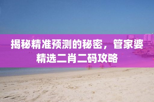 揭秘精准预测的秘密，管家婆精选二肖二码攻略