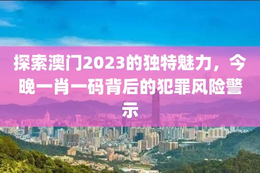 探索澳门2023的独特魅力，今晚一肖一码背后的犯罪风险警示